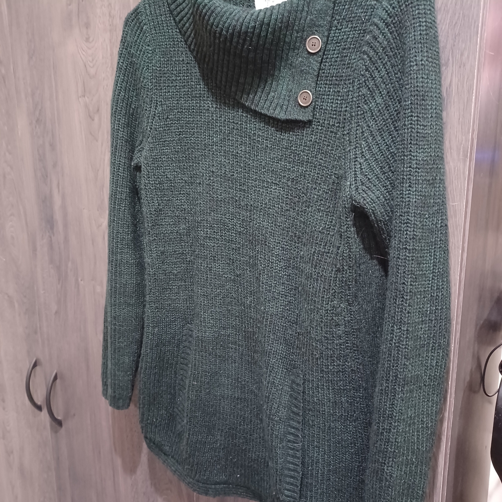 Style & Co. Forest Green Cowl Neck Button Sweater